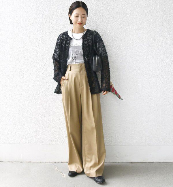 SHIPS for women「【WEB限定】〈手洗い可能〉チュール フェザー レース 羽織」|シャツ・ブラウス|