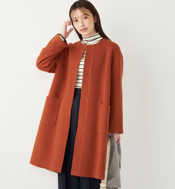 SHIPS Colors 「SHIPS Colors:SUPER100 ウール ノーカラー コート◇」|ノーカラーコート|