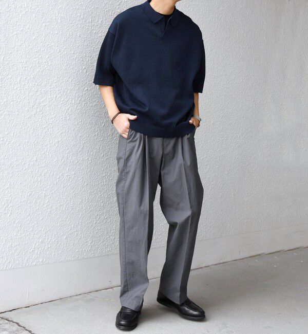 SHIPS any「SHIPS any: コットン/ナイロン ワッシャー 2タック セミワイド イージー パンツ◇」|チノ|