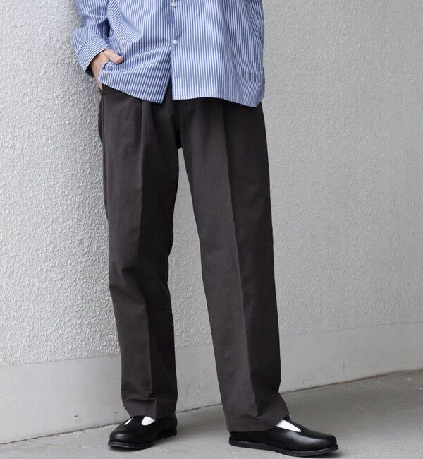 SHIPS any「SHIPS any: コットン/ナイロン ワッシャー 2タック セミワイド イージー パンツ◇」|チノ|ブラウン