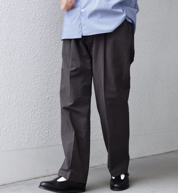 SHIPS any「SHIPS any: コットン/ナイロン ワッシャー 2タック セミワイド イージー パンツ◇」|チノ|