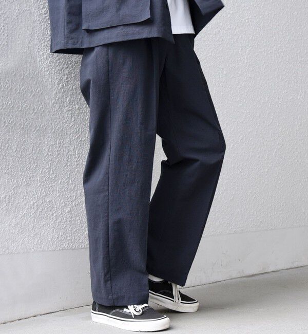 SHIPS any「SHIPS any: コットン/ナイロン ワッシャー 2タック セミワイド イージー パンツ◇」|チノ|