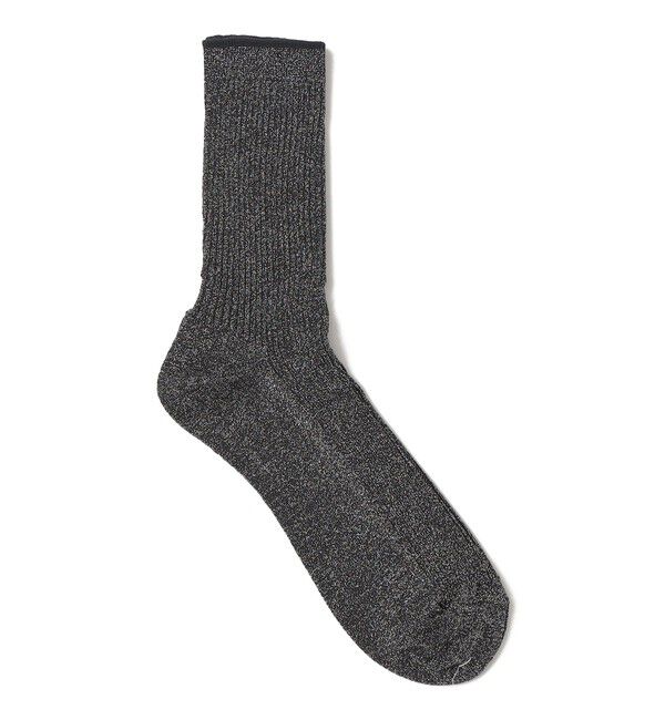 SHIPS for women「Piedi Nudi:グリッター リブ ミディ ソックス」|ソックス|ブラック