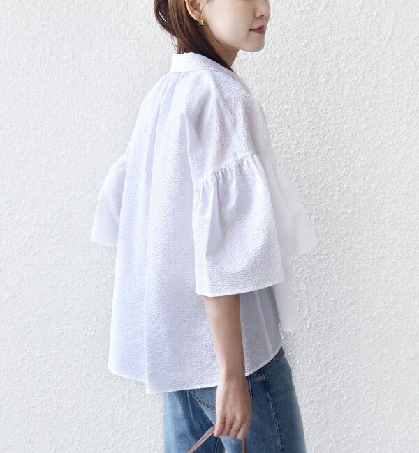 SHIPS for women「【WEB限定】〈手洗い可能〉サッカー ギャザー シャツ 羽織」|シャツ・ブラウス|