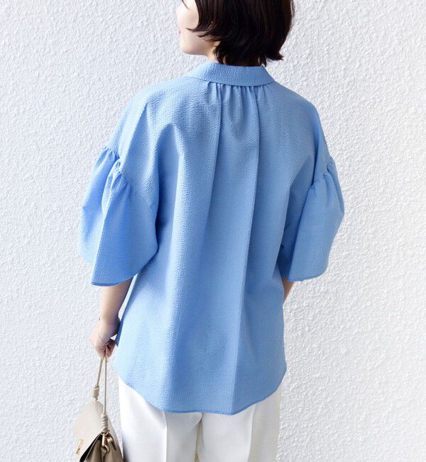 SHIPS for women「【WEB限定】〈手洗い可能〉サッカー ギャザー シャツ 羽織」|シャツ・ブラウス|