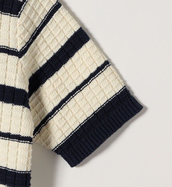 SHIPS any「SHIPS any:〈手洗い可能〉バスケット編み 配色 マルチボーダー ポロ ニット」|ニット・セーター|