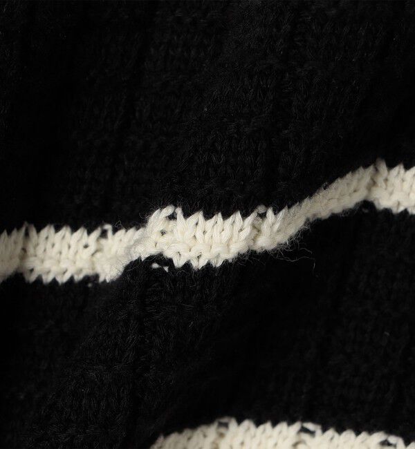 SHIPS any「SHIPS any:〈手洗い可能〉バスケット編み 配色 マルチボーダー ポロ ニット」|ニット・セーター|