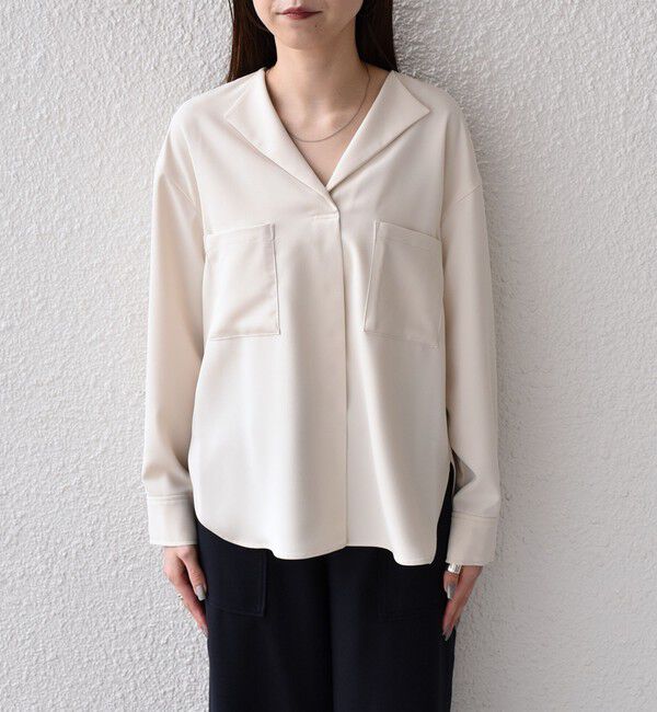 SHIPS Colors 「SHIPS Colors:〈洗濯機可能〉ジョーゼット Vネック ラペル ブラウス」|シャツ・ブラウス|