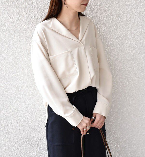 SHIPS Colors 「SHIPS Colors:〈洗濯機可能〉ジョーゼット Vネック ラペル ブラウス」|シャツ・ブラウス|