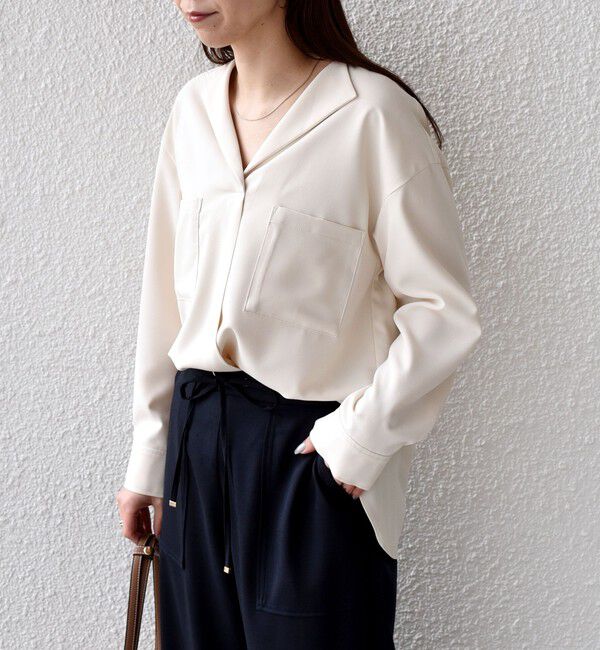 SHIPS Colors 「SHIPS Colors:〈洗濯機可能〉ジョーゼット Vネック ラペル ブラウス」|シャツ・ブラウス|