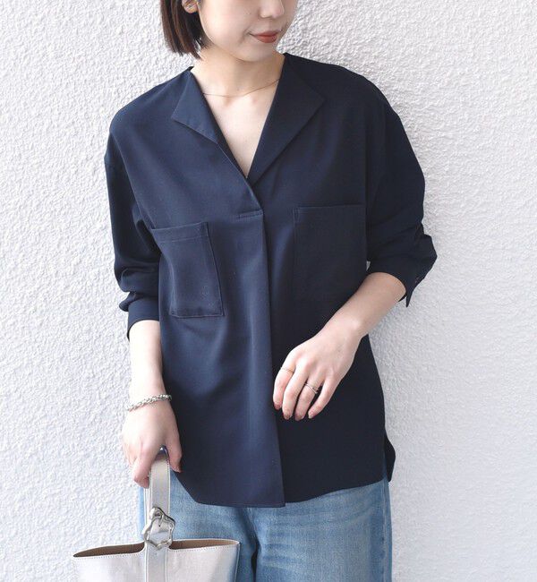 SHIPS Colors 「SHIPS Colors:〈洗濯機可能〉ジョーゼット Vネック ラペル ブラウス」|シャツ・ブラウス|