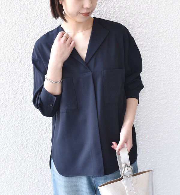 SHIPS Colors 「SHIPS Colors:〈洗濯機可能〉ジョーゼット Vネック ラペル ブラウス」|シャツ・ブラウス|