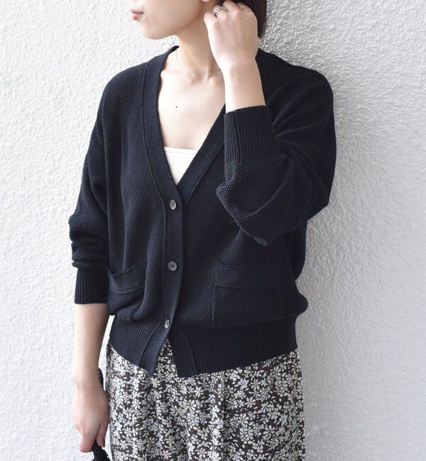 SHIPS Colors 「SHIPS Colors:〈手洗い可能〉ペーパー ライク フリンジ ポケット カーディガン◆」|カーディガン|ブラック