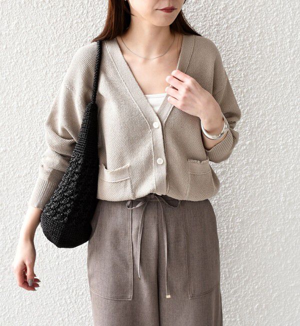 SHIPS Colors 「SHIPS Colors:〈手洗い可能〉ペーパー ライク フリンジ ポケット カーディガン◆」|カーディガン|