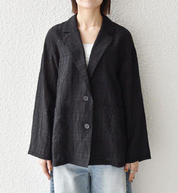 SHIPS any「SHIPS any:〈手洗い可能〉シアー チェック ルーズ テーラード シングル ジャケット」|テーラードジャケット|