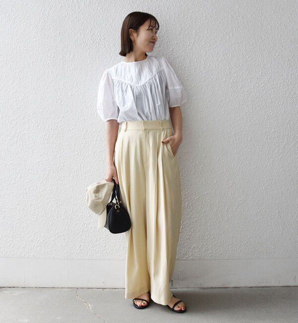 SHIPS any「SHIPS any:〈洗濯機可能〉キャンブリック ギャザー ヨーク パフスリーブ ブラウス」|シャツ・ブラウス|