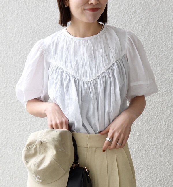 SHIPS any「SHIPS any:〈洗濯機可能〉キャンブリック ギャザー ヨーク パフスリーブ ブラウス」|シャツ・ブラウス|