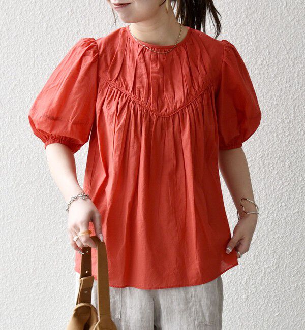 SHIPS any「SHIPS any:〈洗濯機可能〉キャンブリック ギャザー ヨーク パフスリーブ ブラウス」|シャツ・ブラウス|