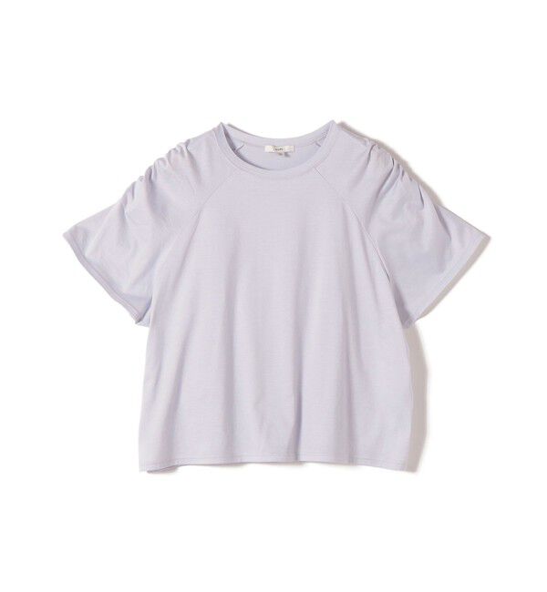 SHIPS for women「〈手洗い可能〉ボーダー / ソリッド 袖ギャザー ショートスリーブ プルオーバー」|Tシャツ・カットソー|