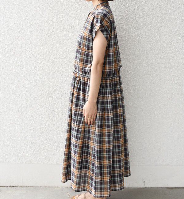 SHIPS Colors 「《予約》SHIPS Colors:〈手洗い可能〉マドラス チェック レイヤード ライク ワンピース◆」|ワンピース|