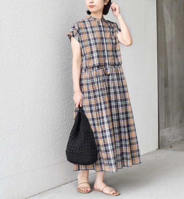 SHIPS Colors 「《予約》SHIPS Colors:〈手洗い可能〉マドラス チェック レイヤード ライク ワンピース◆」|ワンピース|