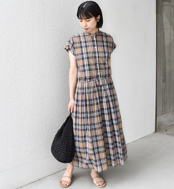 SHIPS Colors 「《予約》SHIPS Colors:〈手洗い可能〉マドラス チェック レイヤード ライク ワンピース◆」|ワンピース|