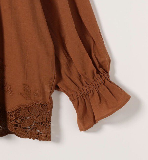 SHIPS any「SHIPS any:〈手洗い可能〉コットン レース ヘム キーネック ギャザー ブラウス」|シャツ・ブラウス|