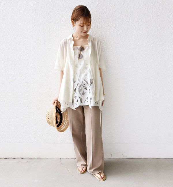 SHIPS for women「《予約》【WEB限定】〈手洗い可能〉ウエスト ドロスト シアー ブラウス」|シャツ・ブラウス|