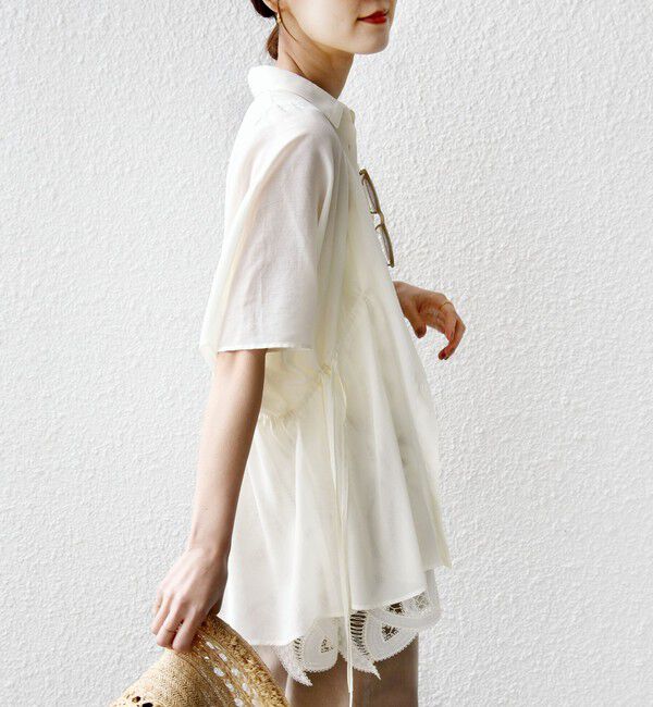 SHIPS for women「《予約》【WEB限定】〈手洗い可能〉ウエスト ドロスト シアー ブラウス」|シャツ・ブラウス|