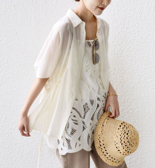 SHIPS for women「《予約》【WEB限定】〈手洗い可能〉ウエスト ドロスト シアー ブラウス」|シャツ・ブラウス|