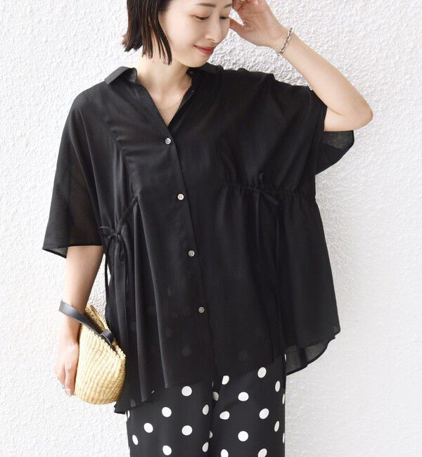SHIPS for women「《予約》【WEB限定】〈手洗い可能〉ウエスト ドロスト シアー ブラウス」|シャツ・ブラウス|
