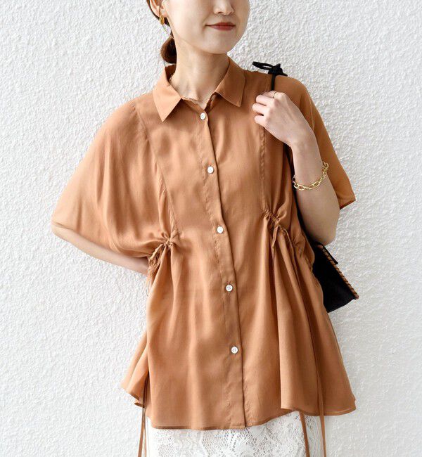 SHIPS for women「《予約》【WEB限定】〈手洗い可能〉ウエスト ドロスト シアー ブラウス」|シャツ・ブラウス|