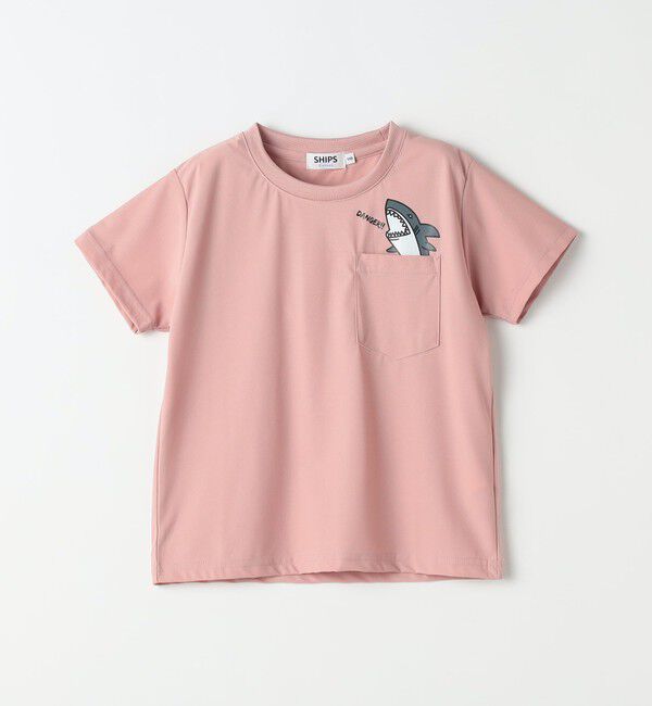 SHIPS Colors 「【WEB限定】SHIPS Colors:90～140cm /〈接触冷感・UVカット〉カノコ ポケット プリントT」|Tシャツ・カットソー|ピンク
