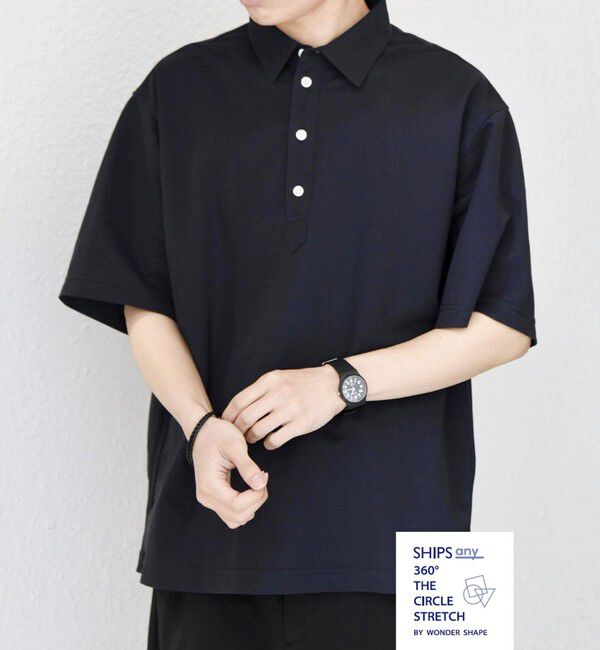 SHIPS any「SHIPS any: 360&deg; THE CIRCLE STRETCH リネン ミックス ポロシャツ◆」|ポロシャツ|ネイビー