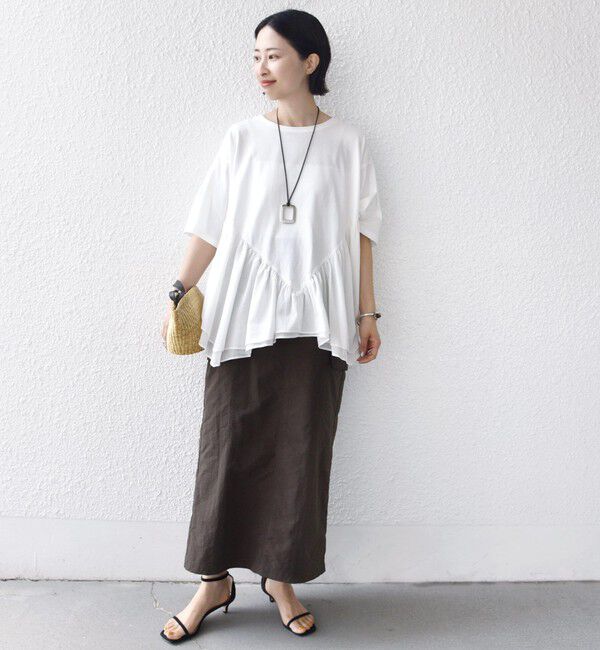 SHIPS for women「《予約》【WEB限定】〈手洗い可能〉ランダム ギャザー ドッキング TEE」|Tシャツ・カットソー|