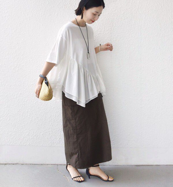 SHIPS for women「《予約》【WEB限定】〈手洗い可能〉ランダム ギャザー ドッキング TEE」|Tシャツ・カットソー|