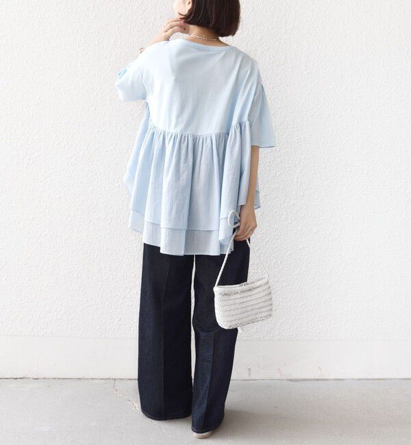 SHIPS for women「《予約》【WEB限定】〈手洗い可能〉ランダム ギャザー ドッキング TEE」|Tシャツ・カットソー|