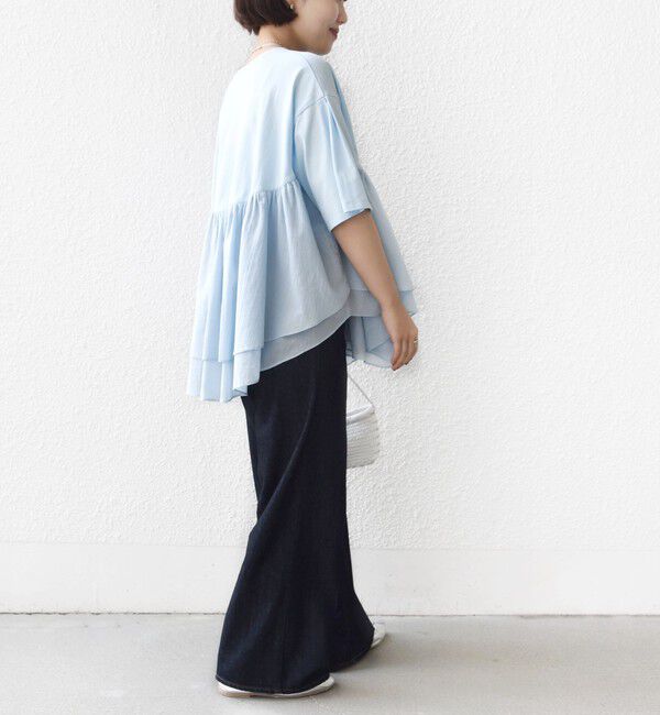 SHIPS for women「《予約》【WEB限定】〈手洗い可能〉ランダム ギャザー ドッキング TEE」|Tシャツ・カットソー|