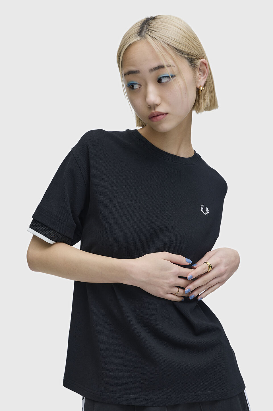 FRED PERRY 「Mesh Cuff Pique T-Shirt」|Tシャツ・カットソー|BLACK