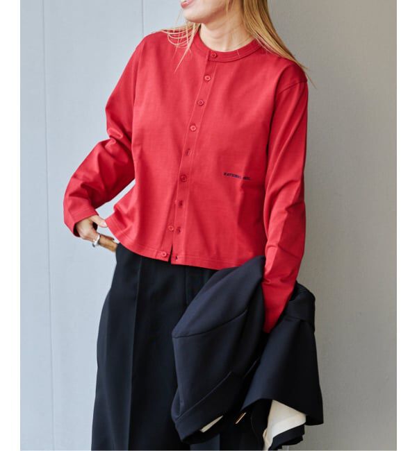 OUTDOOR PRODUCTS Usual Things「ロゴ刺繍コットンクルーネックカーディガン」|カーディガン|