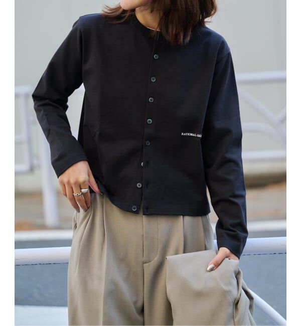 OUTDOOR PRODUCTS Usual Things「ロゴ刺繍コットンクルーネックカーディガン」|カーディガン|