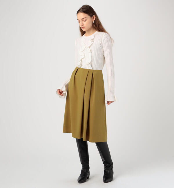 Ballsey「ポリエステルウールツイル アシンメトリータックスカート」|フレア|