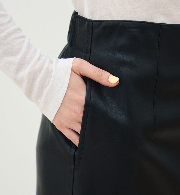 MACPHEE「レザーライク Iラインスカート」|タイト|