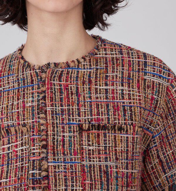 MACPHEE「マルチツイード ラウンドカラージャケット」|ノーカラージャケット|