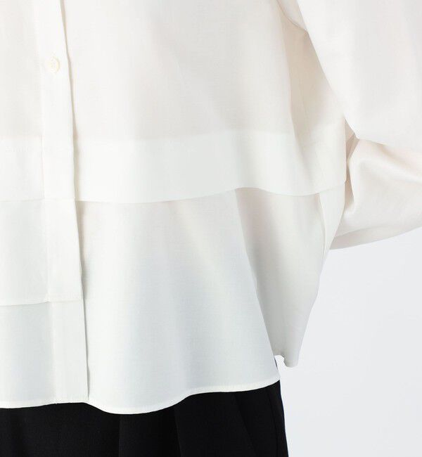 CABaN「タイプライターダブルクロス アシンメトリックフリルロングスリーブシャツ」|シャツ・ブラウス|