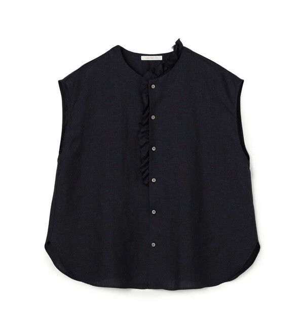 GALERIE VIE「リネンポプリン カットオフフリルブラウス」|シャツ・ブラウス|69 ネイビー