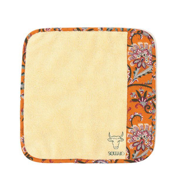 SOULEIADO「SOULEIADO プリントコンビ ミニハンドタオル」|ハンカチ|28 オレンジ系