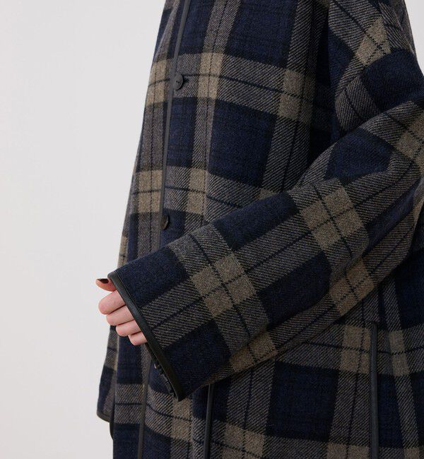 GALERIE VIE「タータンウールツイード バルカラーコート」|ステンカラーコート|
