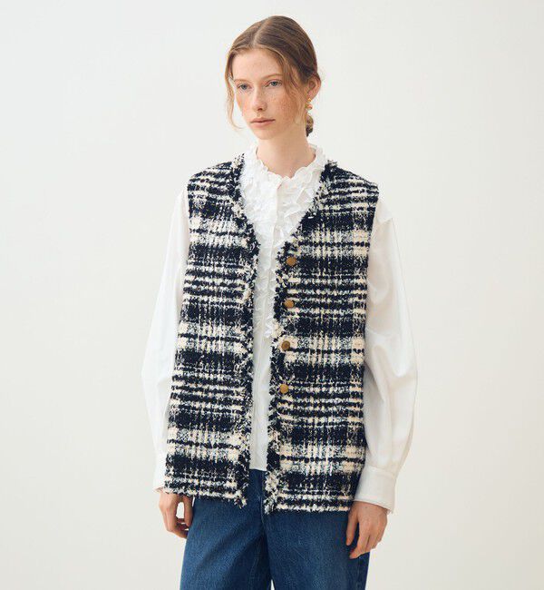 TOMORROWLAND collection「オーロラグレンチェック Vカラージレ」|ベスト・ジレ|