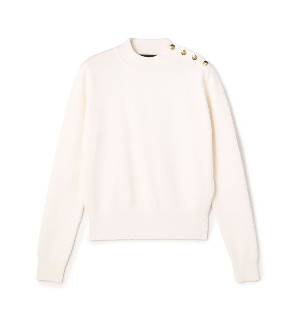 CABaN「コットンカシミヤ モックネックゴールドボタンプルオーバー」|ニット・セーター|11 ホワイト